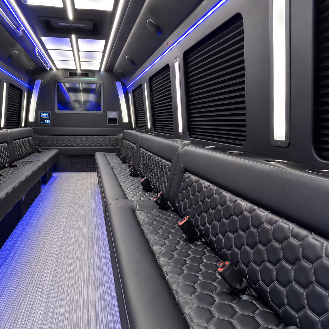 Miami Birthday, Sweet 16, & Quinceañera Transportation party bus exterior
