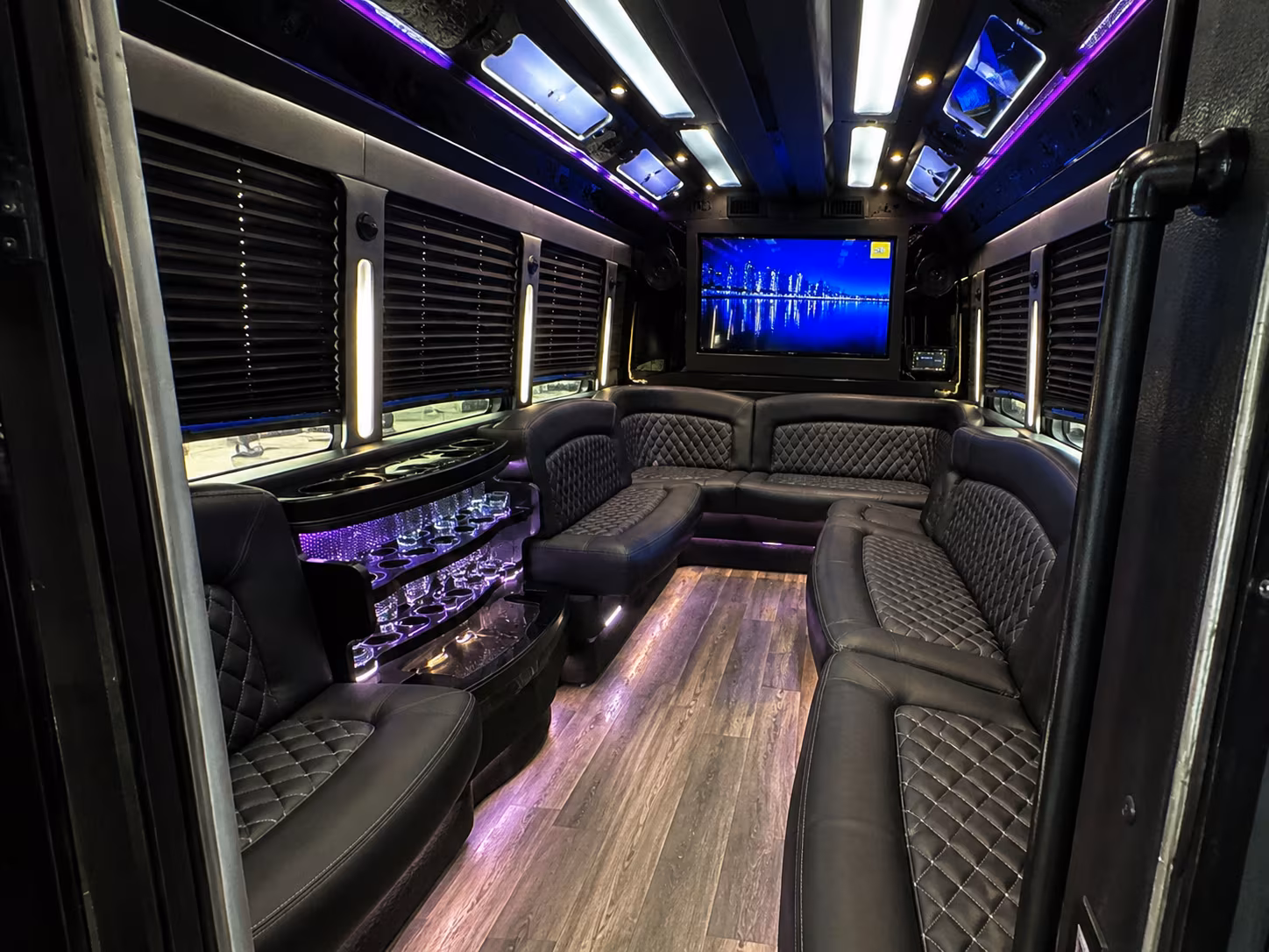 Miami Birthday, Sweet 16, & Quinceañera Transportation party bus exterior