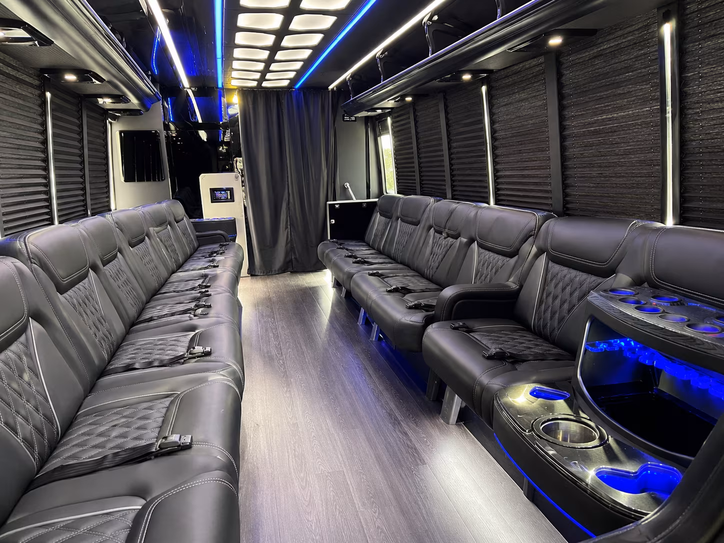 Miami Birthday, Sweet 16, & Quinceañera Transportation party bus exterior